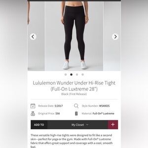 LULULEMON WUNDER UNDER 8 BLACK